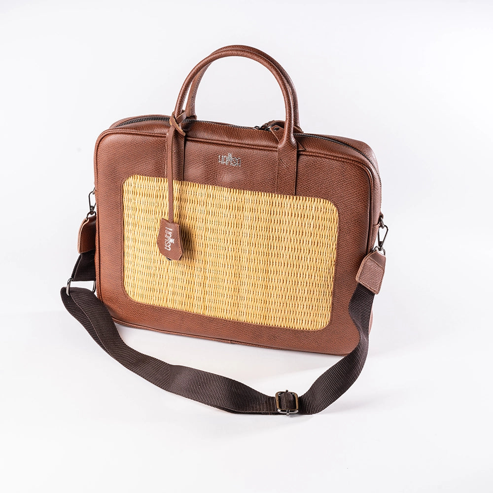 Sac PC Artisanal – Simili Cuir & Fibre Tressée