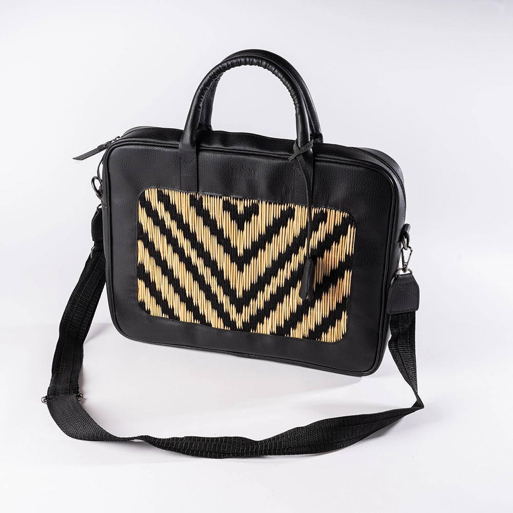 Sac PC Artisanal – Simili Cuir & Fibre Tressée