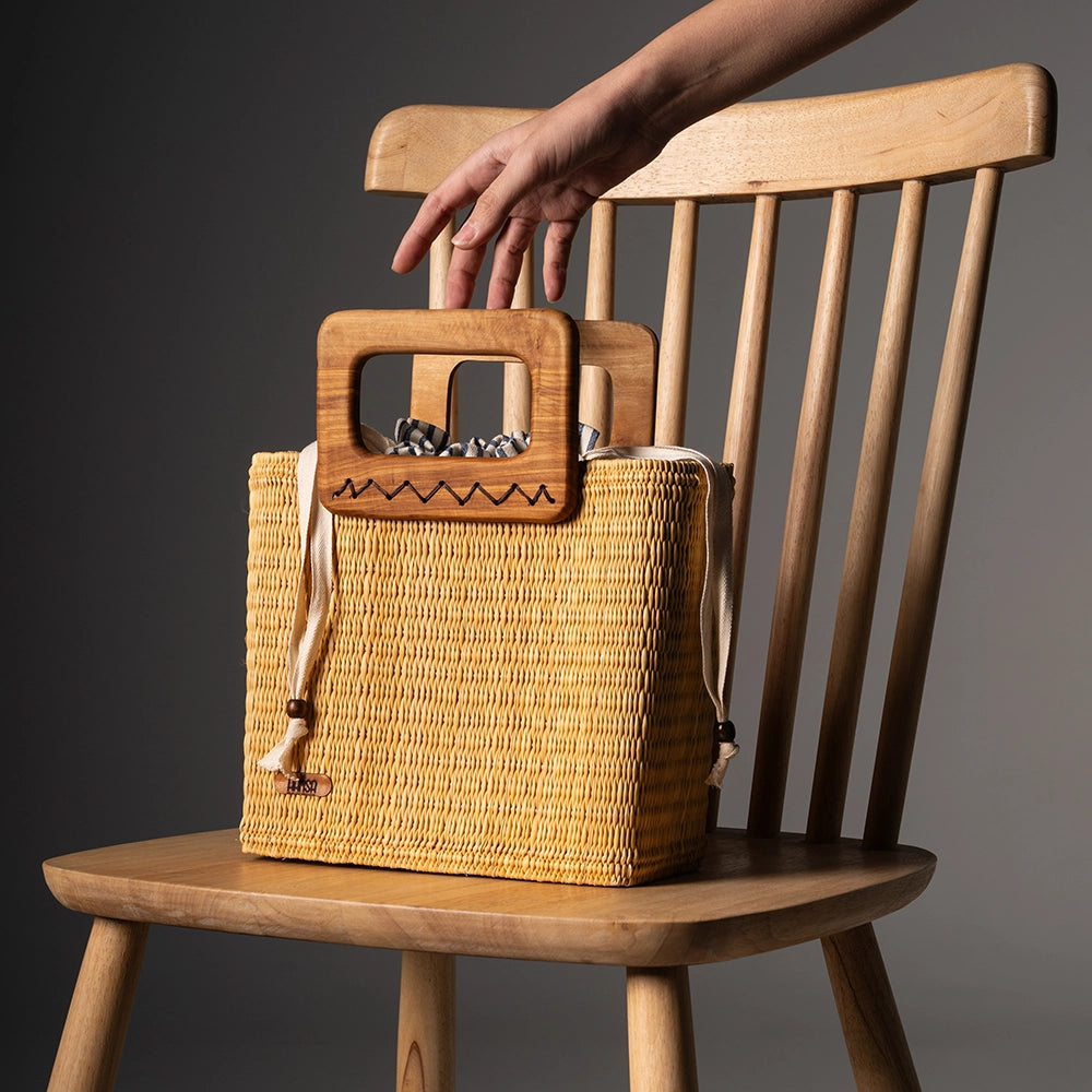 Sac panier à poignée bois – Artisanal fait main