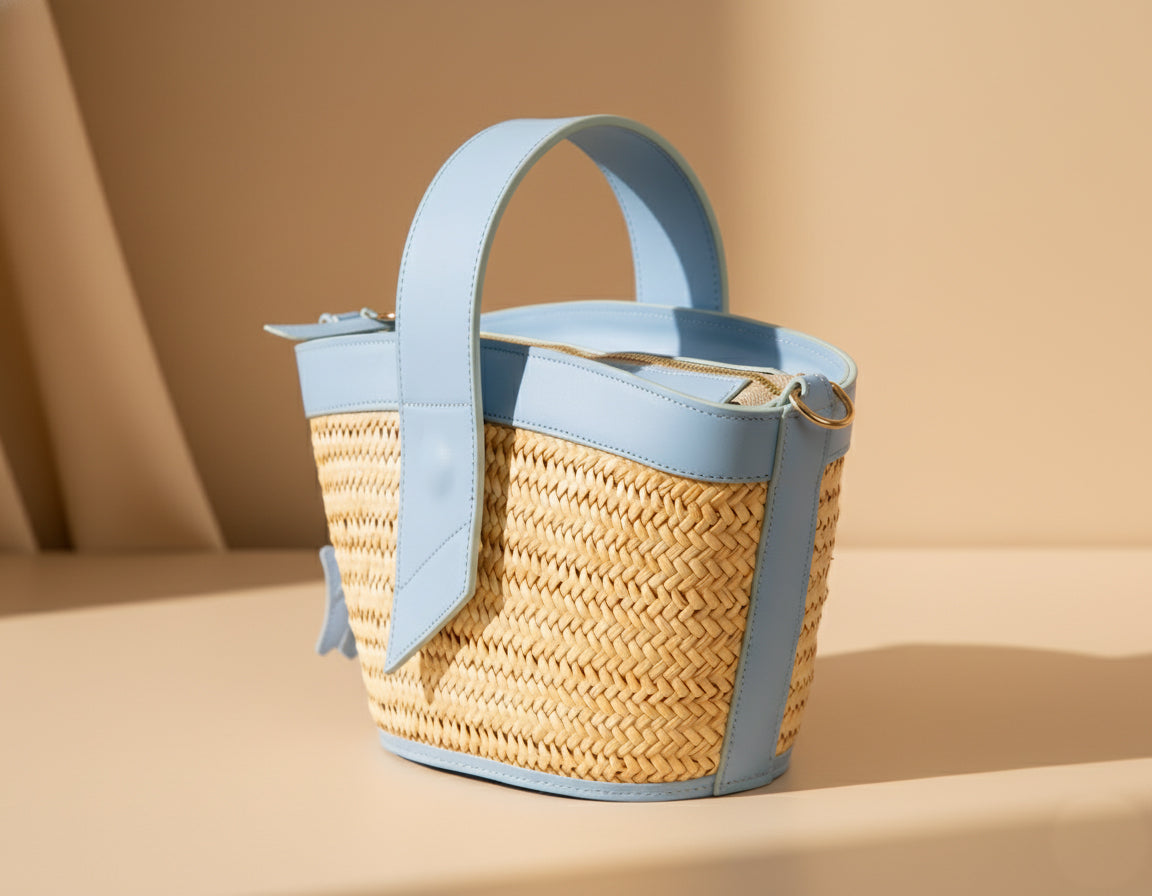 Sac Panier Carthage – Cuir Véritable & Tressage Artisanal