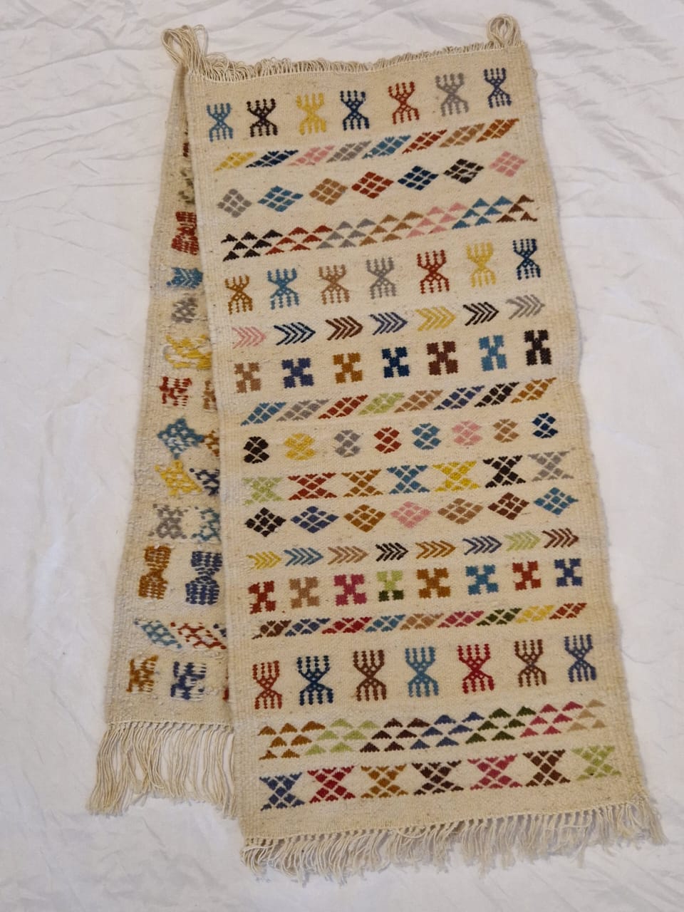 Lot de 2 tapis jacquard faits main – 100 % laine naturelle