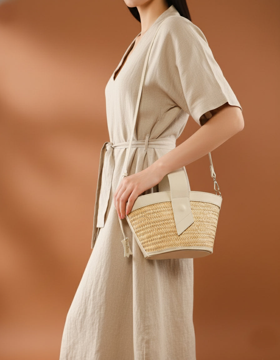 Sac Panier Carthage – Cuir Véritable & Tressage Artisanal