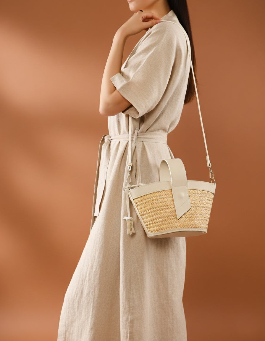 Sac Panier Carthage – Cuir Véritable & Tressage Artisanal